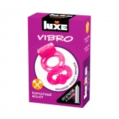 Розовое эрекционное виброкольцо Luxe VIBRO  Бархатный молот  + презерватив - Luxe - в Новокузнецке купить с доставкой