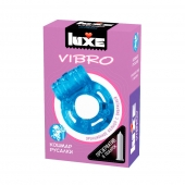 Голубое эрекционное виброкольцо Luxe VIBRO  Кошмар русалки  + презерватив - Luxe - в Новокузнецке купить с доставкой