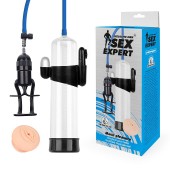 Прозрачная вакуумная вибропомпа Sex Expert с насадкой-вагиной - Sex Expert - в Новокузнецке купить с доставкой