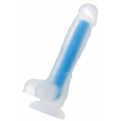 Прозрачно-синий фаллоимитатор, светящийся в темноте, Steve Glow - 20 см. - ToyFa купить с доставкой в интернет-магазине Orgasmix в Новокузнецке Прозрачно-синий фаллоимитатор, светящийся в темноте, Steve Glow - 20 см. - ToyFa