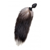 Черная анальная втулка с хвостом чернобурой лисы - размер М - POPO Pleasure в Новокузнецке Черная анальная втулка с хвостом чернобурой лисы - размер М - POPO Pleasure