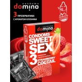 Презервативы для орального секса DOMINO Sweet Sex с ароматом клубничного коктейля  - 3 шт. - Domino - купить с доставкой в Новокузнецке