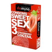 Презервативы для орального секса DOMINO Sweet Sex с ароматом клубничного коктейля  - 3 шт. - Domino - купить с доставкой в Новокузнецке