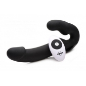 Черный безремневой страпон Urge Silicone Strap On с пультом ДУ - 24 см. - XR Brands - купить с доставкой в Новокузнецке