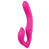 Ярко-розовый безремневой страпон REMOTE DOUBLE DIPPER - 22 см. - Dream Toys - купить с доставкой в Новокузнецке