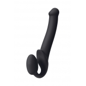 Черный безремневой страпон Silicone Bendable Strap-On M - Strap-on-me - купить с доставкой в Новокузнецке
