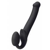 Черный безремневой страпон Silicone Bendable Strap-On M - Strap-on-me - купить с доставкой в Новокузнецке