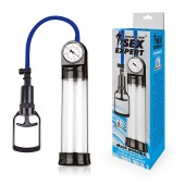 Прозрачная вакуумная помпа Sex Expert с манометром - Sex Expert - в Новокузнецке купить с доставкой