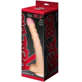 Телесный ребристый фаллоимитатор-супергигант с мошонкой на присоске - 39 см. - LOVETOY (А-Полимер) купить с доставкой в интернет-магазине Orgasmix в Новокузнецке Телесный ребристый фаллоимитатор-супергигант с мошонкой на присоске - 39 см. - LOVETOY (А-Полимер)