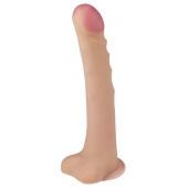 Телесный ребристый фаллоимитатор-супергигант с мошонкой на присоске - 39 см. - LOVETOY (А-Полимер) купить с доставкой в интернет-магазине Orgasmix в Новокузнецке Телесный ребристый фаллоимитатор-супергигант с мошонкой на присоске - 39 см. - LOVETOY (А-Полимер)