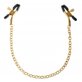 Чёрные с золотом зажимы на соски Gold Chain Nipple Clamps - Pipedream - купить с доставкой в Новокузнецке
