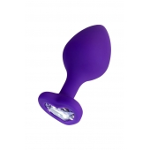 Фиолетовая анальная втулка Diamond Heart с прозрачным кристаллом - 8 см. - ToyFa - купить с доставкой в Новокузнецке