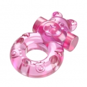 Розовое эрекционное виброкольцо на пенис Pink Bear - Baile - в Новокузнецке купить с доставкой