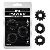 Набор из 3 черных эрекционных колец Gear Up Rings - Chisa - в Новокузнецке купить с доставкой