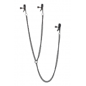 Черные зажимы на соски и клитор на цепочке DELUXE NIPPLE   CLIT CLAMPS - Dream Toys - купить с доставкой в Новокузнецке