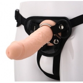 Черные трусики с телесной насадкой STRAP ON REAL DILDO - 21 см. - Dream Toys - купить с доставкой в Новокузнецке