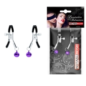 Оригинальные зажимы на соски с фиолетовыми шариками - Notabu - купить с доставкой в Новокузнецке