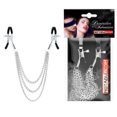 Оригинальные зажимы на соски с тройной цепочкой - Notabu - купить с доставкой в Новокузнецке