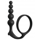 Черная анальная цепочка с эрекционным кольцом Ass-gasm Cockring Anal Beads - Pipedream - в Новокузнецке купить с доставкой
