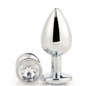 Серебристая анальная втулка с прозрачным кристаллом - 7,1 см. - Dream Toys - купить с доставкой в Новокузнецке
