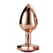 Золотистая анальная втулка с кристаллом-сердечком розового цвета - 7,1 см. - Dream Toys - купить с доставкой в Новокузнецке