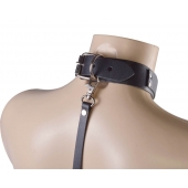 Черный ошейник с металлическими зажимами на соски и поводком - Sitabella - купить с доставкой в Новокузнецке