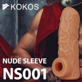 Телесная открытая насадка-реалистик с подхватом мошонки Nude Sleeve L - 14 см. - KOKOS - в Новокузнецке купить с доставкой
