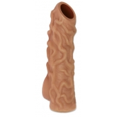 Телесная насадка с венками и открытой головкой Nude Sleeve L - 14 см. - KOKOS - в Новокузнецке купить с доставкой