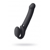 Черный безремневой вибрострапон Vibrating Bendable Strap-On L - Strap-on-me - купить с доставкой в Новокузнецке