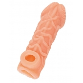 Телесная закрытая насадка с венками Cock Sleeve Size S - 13,8 см. - KOKOS - в Новокузнецке купить с доставкой Телесная закрытая насадка с венками Cock Sleeve Size S - 13,8 см. - KOKOS - в Новокузнецке купить с доставкой