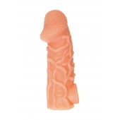 Телесная закрытая насадка с венками Cock Sleeve Size M - 15,6 см. - KOKOS - в Новокузнецке купить с доставкой