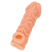 Телесная закрытая насадка с венками Cock Sleeve Size M - 15,6 см. - KOKOS - в Новокузнецке купить с доставкой