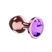 Пробка цвета розового золота с фиолетовым кристаллом Diamond Amethyst Shine S - 7,2 см. - Lola Games - купить с доставкой в Новокузнецке