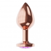 Пробка цвета розового золота с фиолетовым кристаллом Diamond Amethyst Shine S - 7,2 см. - Lola Games - купить с доставкой в Новокузнецке