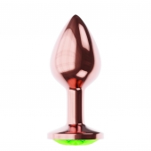 Пробка цвета розового золота с лаймовым кристаллом Diamond Emerald Shine S - 7,2 см. - Lola Games - купить с доставкой в Новокузнецке