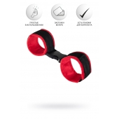 Красно-черные велюровые наручники Anonymo - ToyFa - купить с доставкой в Новокузнецке