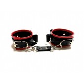 Черно-красные наручники с бантиками из эко-кожи - БДСМ Арсенал - купить с доставкой в Новокузнецке