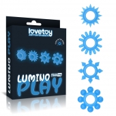 Набор из 4 голубых, светящихся в темноте эрекционных колец Lumino Play - Lovetoy - в Новокузнецке купить с доставкой