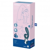 Темно-бирюзовый вибратор-кролик Hug Me - 21,2 см. - Satisfyer купить в Новокузнецке с доставкой в Orgasmix.ru Темно-бирюзовый вибратор-кролик Hug Me - 21,2 см. - Satisfyer
