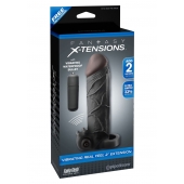 Чёрная вибронасадка с кольцом Vibrating Real Feel 2 Extension - 16 см. - Pipedream - в Новокузнецке купить с доставкой