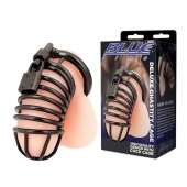 Черная металлическая клетка с замком Deluxe Chastity Cage - BlueLine - купить с доставкой в Новокузнецке