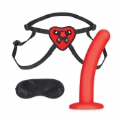 Красный поясной фаллоимитатор Red Heart Strap on Harness   5in Dildo Set - 12,25 см. - Lux Fetish - купить с доставкой в Новокузнецке