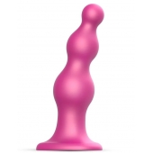 Розовая насадка Strap-On-Me Dildo Plug Beads size S - Strap-on-me - купить с доставкой в Новокузнецке