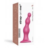 Розовая насадка Strap-On-Me Dildo Plug Beads size L - Strap-on-me - купить с доставкой в Новокузнецке