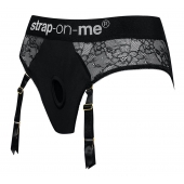 Черные трусики для насадок Diva Lingerie Harness - size S - Strap-on-me - купить с доставкой в Новокузнецке