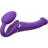 Фиолетовый безремневой вибрострапон Silicone Bendable Strap-On - size M - Strap-on-me - купить с доставкой в Новокузнецке