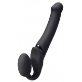 Черный безремневой вибрострапон Silicone Bendable Strap-On - size XL - Strap-on-me - купить с доставкой в Новокузнецке