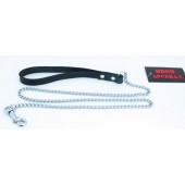 Металлический поводок с кожаной петлёй - БДСМ Арсенал - купить с доставкой в Новокузнецке