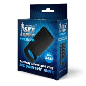 Черная открытая насадка на пенис с кольцом для мошонки XXXL-size - 9,9 см. - Sex Expert - в Новокузнецке купить с доставкой