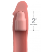 Телесная насадка-удлинитель 2 Inch Silicone X-tension with Strap - 20,3 см. - Pipedream - в Новокузнецке купить с доставкой